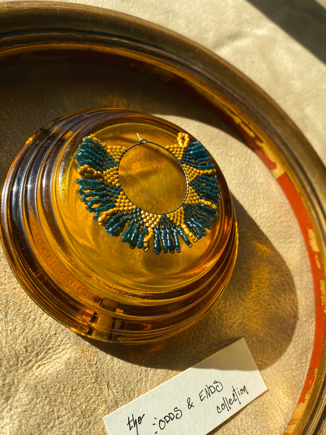 Teal & Yellow Fringed Hoops