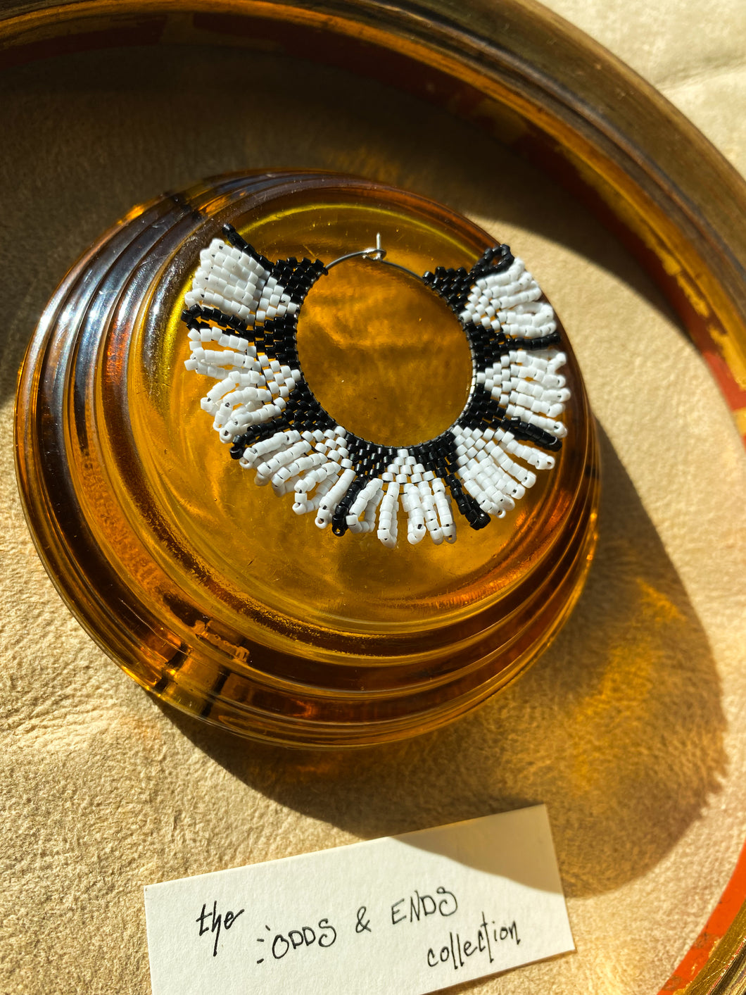 White & Black Fringed Hoops